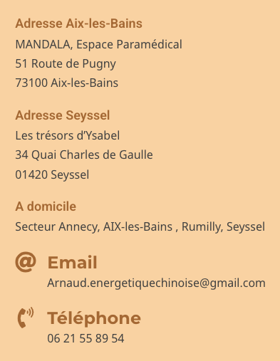 coordonné, adresse, Arnaud énergetique chinoise contact