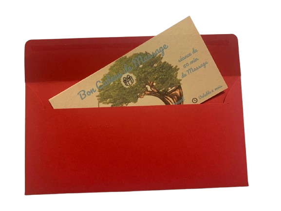 bon cadeau, cheque cadeau Massage, enveloppe rouge