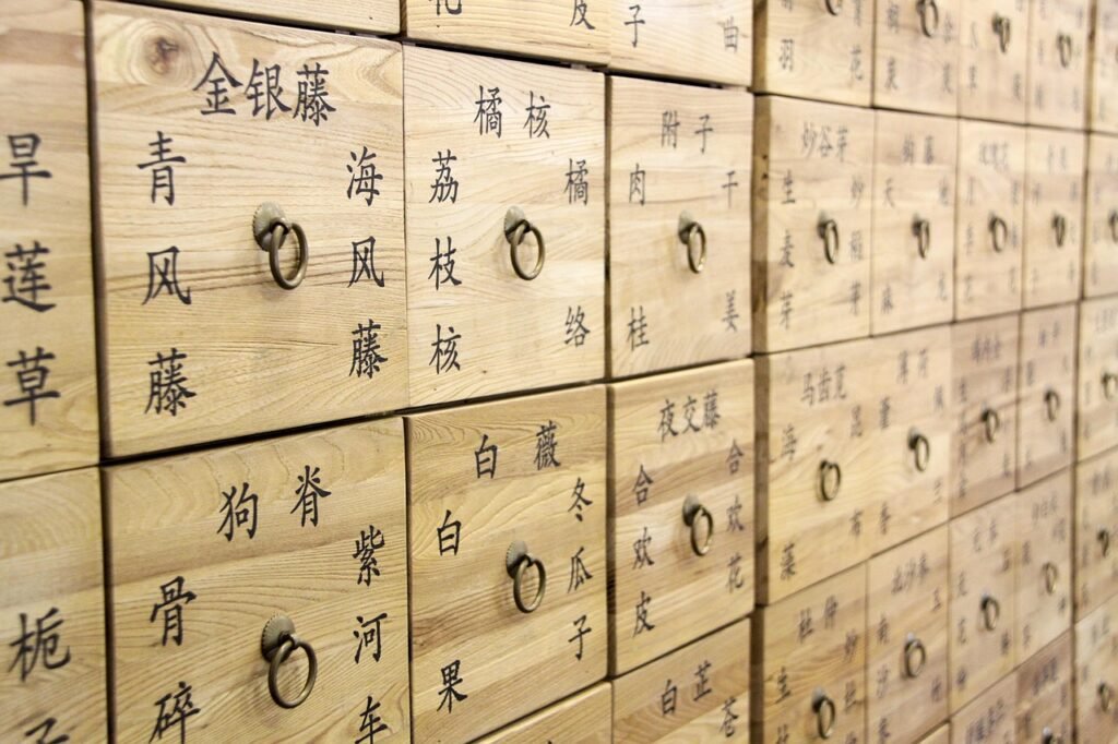 traditional chinese medicine, tiroir, herboristerie